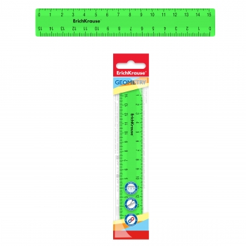 Plastikinė liniuotė NEON SOLID, ErichKrause, 15cm ilgio, neoninė žalia sp