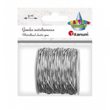 Dekoratyvinė virvutė-gumelė 9m/čmm sidabrinė TITANUM