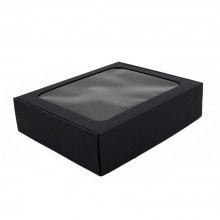 Dovanų dėžutė, juoda, 3 buteliams su langeliu, 340x280x85mm