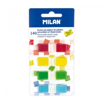 Indeksai-žymekliai Milan, plastikiniai, 4sp.x35vnt., 45x12mm