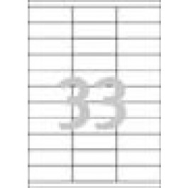 Lipnios etiketės A4, baltos , 70x25mm viename lape 33 vnt,10 lapų