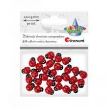 Dekoracija rankdarbiams medinė Boružėlės 12x15mm 30vnt. TITANUM