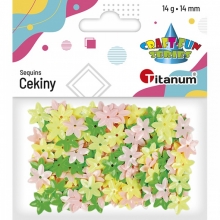Dekoracija blizgučiai Gėlės 14g,14mm, pastelinės sp. TITANUM