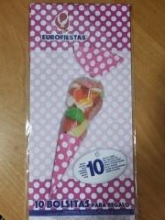 Maišeliai saldainiams 10 vnt. 24.1x12.5cm. su žirniukais rožinės spl.