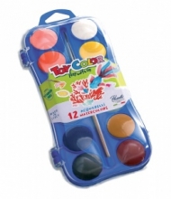 Akvareliniai dažai Toy Color 30 mm 12 spalvos su teptuku