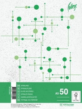 Sąsiuvinis College Circles, A5, 50 lapų, su spirale šone, linijomis