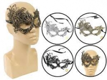 Karnavalinė kaukė juoda su sidabro aukso elementais