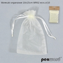 Maišelių dovanoms rinkinys 6vnt., sutraukiami, organza, kreminės sp.(ecru),10x15cm WR-02 PENWORD