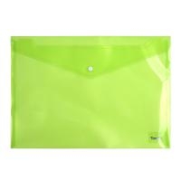 Plastikinis vokas su spaustuku AXENT, A4, 180mkr, permatomas, žalios sp.