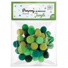 Dekoracija pomponai MIX Jungle green 35vnt. 2cm INTERDRUK