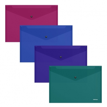 Plastikinis vokas su spaustuku GLOSSY VIVID, ErichKrause, A5+, 180mkr, permatomas, 4 sp.
