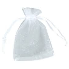 Maišelių dovanoms rinkinys 10 vnt., sutraukiami, organza, baltos sp.,7x10cm PENWORD