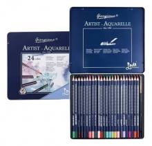 Akvareliniai pieštukai 24 spalvų, metalinėje dėžutėje