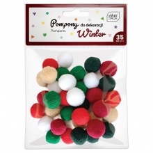 Dekoracija pomponai MIX Winter 35vnt.