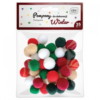 Dekoracija pomponai MIX Winter 35vnt.