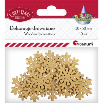 Dekoracija rankdarbiams Snaigės medinės auksinės10vnt. 30x30mm Titanum