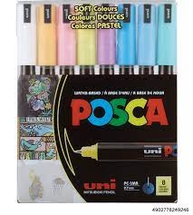 Markerių POSCA PC-1MR rinkinys 8 pastelinių sp.