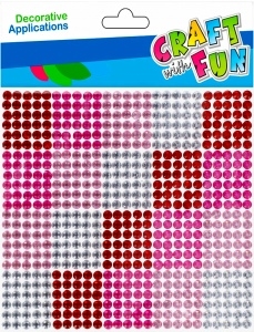 Dekoratyviniai kristalai-lipdukai dviejų spalvų (baltas-rožinis) 600 vnt Craft-Fun