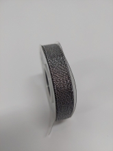 Medžiaginė juostelė 20mm x 22,5m pilka sp. su blizgučiu