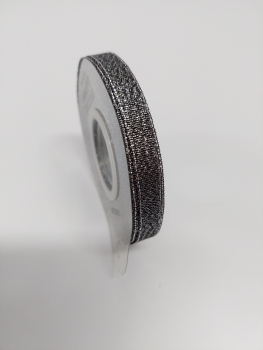 Medžiaginė juostelė 15mm x 22,5m pilka,balta su blizgučiu