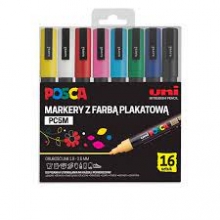 Žymeklių- markerių POSCA PC-5M rinkinys su plakatinias dažais 16 vnt