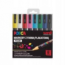 Žymeklių- markerių POSCA PC-5M rinkinys su plakatinias dažais 8 vnt