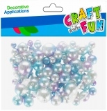Karoliukiai plastikiniai perliukai Craft-Fun 100 vnt. įvairių dydžių