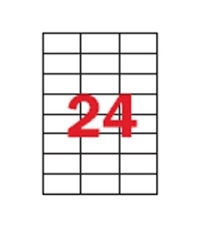 Lipnios etiketės A4, baltos, 70x37mm viename lape 24vnt,10 lapų