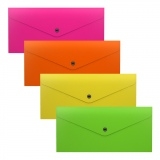 Aplankas vokas su spaustuku ErichKrause Glossy Neon Travel skaidrus 4 spalvu