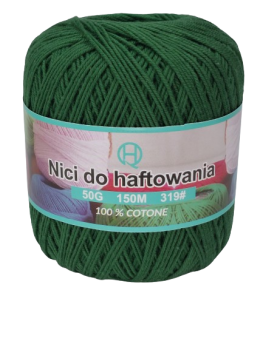 Nėrimo siūlai,medvilnė, žalia spalva 50gr.150m