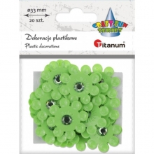 Dekoracija Gėlės, (plastikas), lipnios, žalios, 20vnt.x33mm, TITANUM