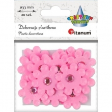 Dekoracija Gėlės, (plastikas), lipnios, rožinės, 20vnt.x33mm, TITANUM