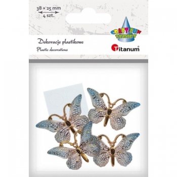 Dekoracija Drugeliai, (plastikas), lipnūs, 4vnt.x38x23mmm, TITANUM