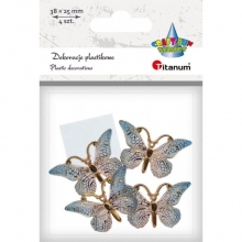 Dekoracija Drugeliai, (plastikas), lipnūs, 4vnt.x38x23mmm, TITANUM