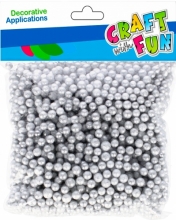 Dekoraciniai sidabriniai putų polistirolio rutuliukai 7mm 10 g Craft-Fun