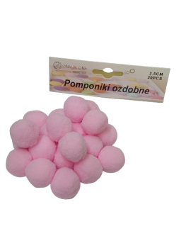 Pomponai ružavos spalvos 2.5cm 20vnt