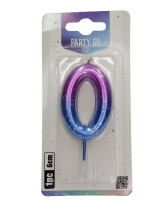 Gimtadienio žvakutė skaičius 0 violetinių atspalvių,6cm