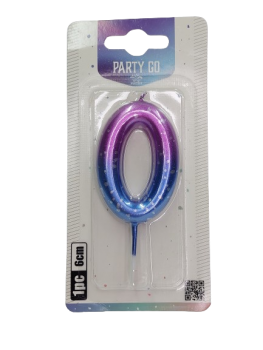 Gimtadienio žvakutė skaičius 0 violetinių atspalvių,6cm