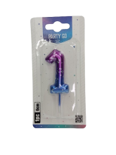 Gimtadienio žvakutė skaičius 1 violetinių atspalvių,6cm