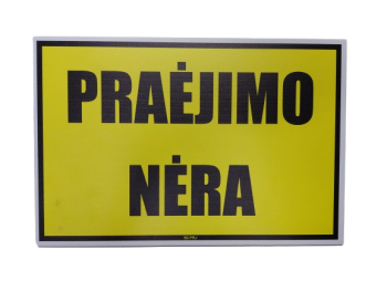 Lentelė PRAĖJIMO NĖRA PT, 300x200 mm.
