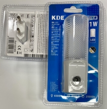 Naktinė lempa į elektros lizdą su judesio davikliu KDE, LED 1W, 6500K, 2500h