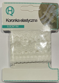 Nėrinių juostelė 6.0cm.,1m. baltos sp.