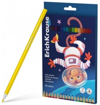 Spalvoti tribriauniai pieštukai SPACE ANIMALS, ErichKrause, 18 sp