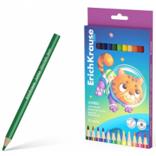Spalvoti tribriauniai pieštukai SPACE ANIMALS JUMBO, ErichKrause, 12 sp