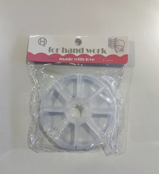 Dėžutė karoliukams 8 skyrių plastikinė apvali 10.5cm