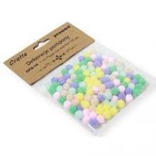 Dekoracija pomponai PASTEL MIX 120vnt.1cm, PENWORD