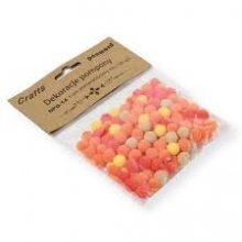 Dekoracija pomponai oranžiniai MIX 120vnt.1cm, PENWORD