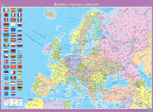 Europos politinis žemėlapis 110x74 cm. laminuotas