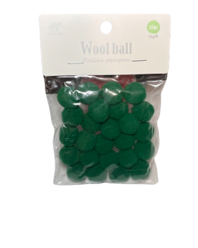Pomponai 20mm 25vnt žalios sp