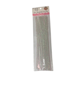 Dekoracija šenilo vielos lazdelės 30vnt. 30cm metalizuotos baltos sp.